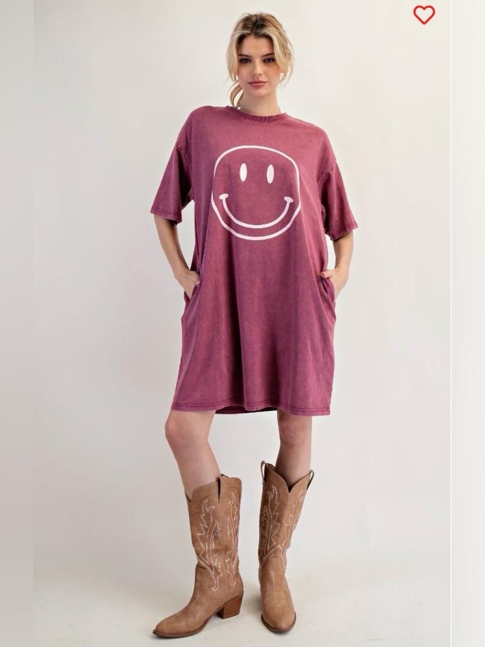 Relaxed Smiley Midi Dress in Mauve Pink